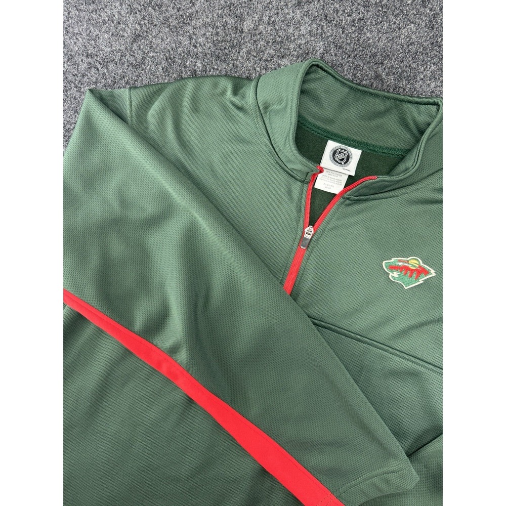 Minnesota Wild XL Quarter Zip Pullover NHL Green Red Logo‎ 1/4 Zip 24.5x30L